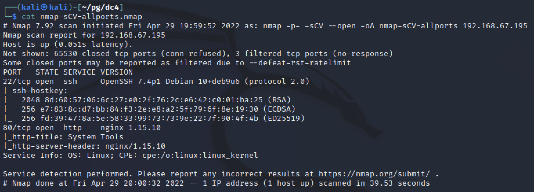 Initial nmap results