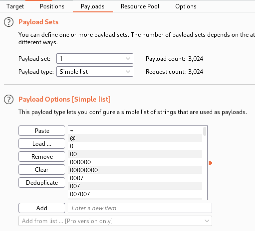 Burpsuite Intruder